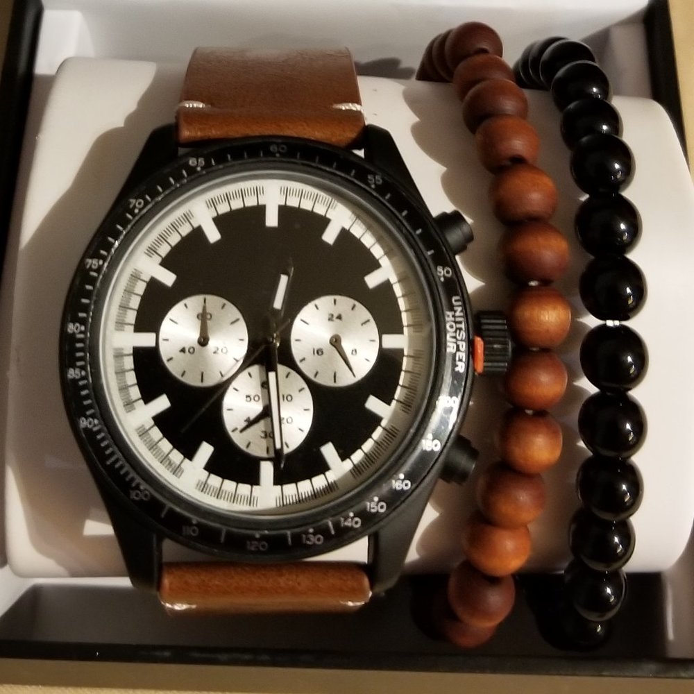 INC 3 Piece Watch Set New In Gift Box Tan & Black